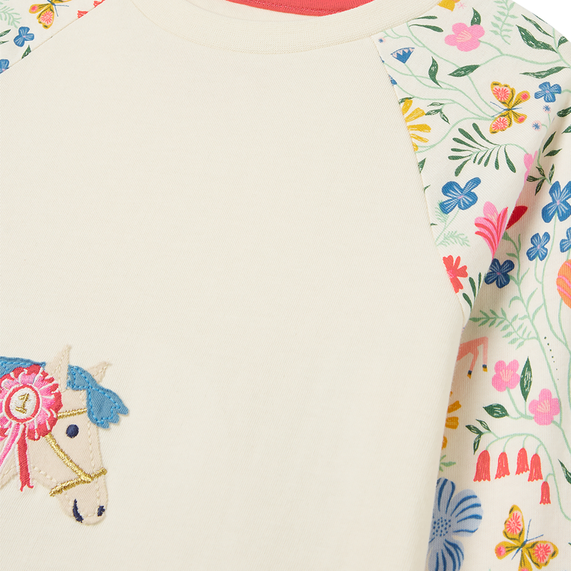 Joules Girls Doze Days Applique Pyjama Set - Horse Folk Floral-3